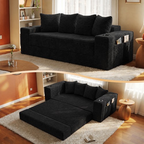 Frameless corduroy sofa - 77",