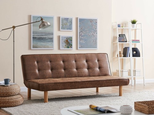 Three seater sofa bed brown - sofa,