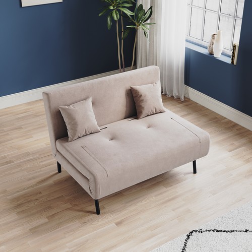 Khaki velvet sofa bed - sofa,