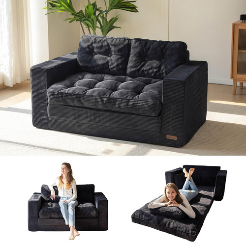 Black convertible sofa bed - black,