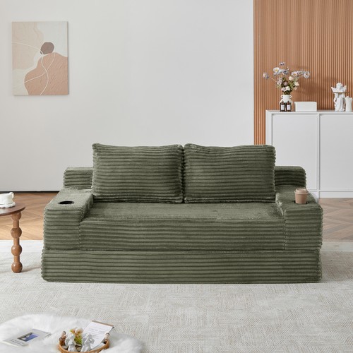 Corduroy sleeper sofa bed - 70",