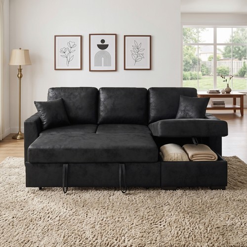Faux leather sectional - 94",